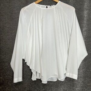 Zara White Pleated Blouse / Size L / Elegant